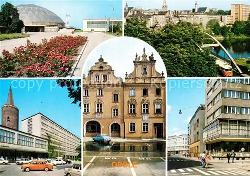 AK / Ansichtskarte Opole_Oberschlesien Sporthalle Stadtbild mit Kanal Innenstadt Marktplatz Opole_Oberschlesien