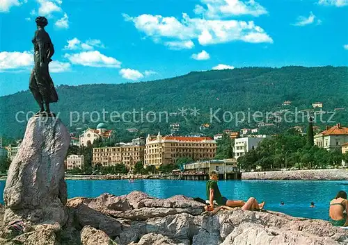 AK / Ansichtskarte Opatija_Istrien Statue mit Moewe Wahrzeichen der Stadt Opatija_Istrien