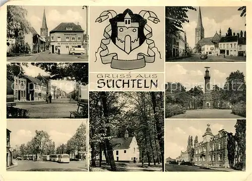 AK / Ansichtskarte Suechteln Stadtansichten Denkmal Wappen Suechteln
