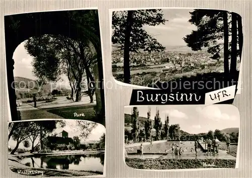 AK / Ansichtskarte Burgsinn Panorama Park Wasserburg Freibad Burgsinn