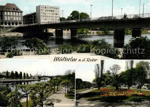 AK / Ansichtskarte Muelheim_Ruhr Schlossbruecke Ruhrpromenade Ruhranlagen Park Muelheim Ruhr