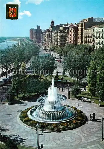 AK / Ansichtskarte Lleida Brunnen Place de la Paz Lleida