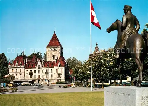 AK / Ansichtskarte Lausanne_Ouchy Chateau et monument du General Henri Guisan Lausanne Ouchy