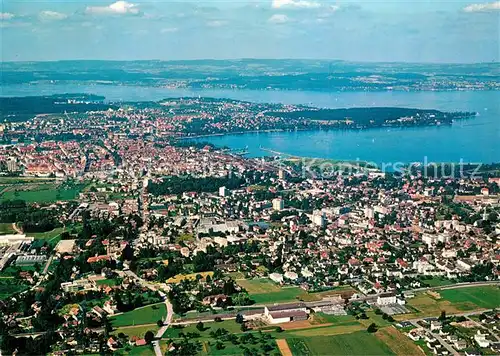 AK / Ansichtskarte Kreuzlingen_Bodensee Fliegeraufnahme mit See und Konstanz Kreuzlingen Bodensee