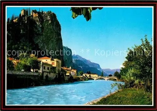 AK / Ansichtskarte Arco_Trentino Fiume Sarca e Castello Arco Trentino
