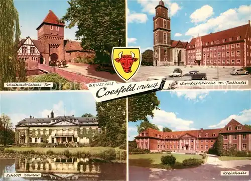 AK / Ansichtskarte Coesfeld Walkenbruecken Tor Lambertikirche Rathaus Schloss Varlar Kreishaus Coesfeld