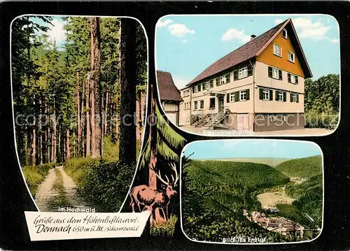 AK / Ansichtskarte Dennach_Neuenbuerg Partie im Hochwald Hirsch Panorama Blick ins Enztal Gasthaus zum Pflug Dennach Neuenbuerg