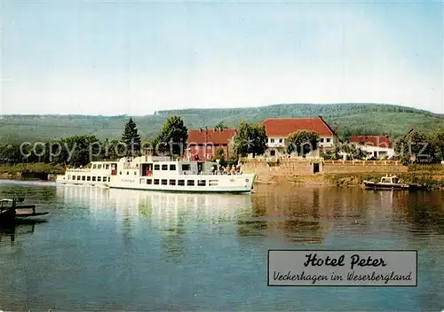 AK / Ansichtskarte Veckerhagen Hotel Peter an der Weser Dampfer Veckerhagen