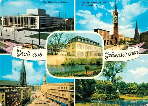 AK / Ansichtskarte Gelsenkirchen Musiktheater Kirchen Stadtmitte Schloss Stadtpark Gelsenkirchen