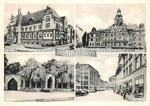 AK / Ansichtskarte Recklinghausen_Westfalen Kreishaus Rathaus Marktplatz Ehrenmal Recklinghausen_Westfalen