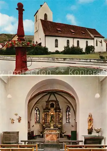AK / Ansichtskarte Boetzingen Pfarrkirche St. Laurentius am Kaiserstuhl Brunnen Boetzingen