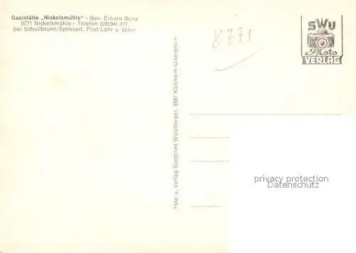 AK / Ansichtskarte Nickelsmuehle Gaststaette Nickelsmuehle 