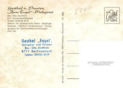 AK / Ansichtskarte Rechtenbach_Spessart Gasthof Pension Zum Engel Metzgerei Rechtenbach Spessart