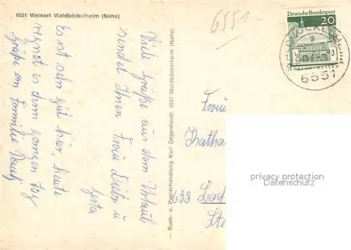 AK / Ansichtskarte Waldboeckelheim Panorama Weinort Kurmainzer Faktorei Amtsgebaeude Marktplatz Schule Waldboeckelheim