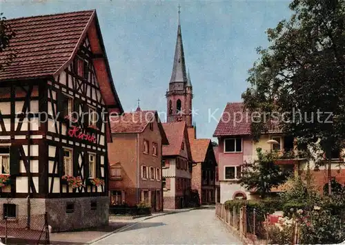 AK / Ansichtskarte Kappelrodeck Ortsmotiv mit Kirche Fachwerkhaeuser Kappelrodeck