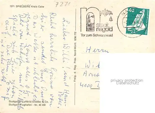 AK / Ansichtskarte Spielberg_Altensteig Fliegeraufnahme Spielberg_Altensteig