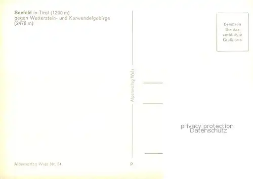 AK / Ansichtskarte Seefeld_Tirol gegen Wetterstein und Karwendel Seefeld Tirol