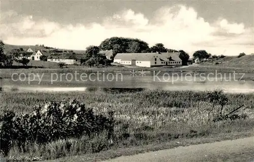 Fuglso Blick ueber den See zum Ort Fuglso