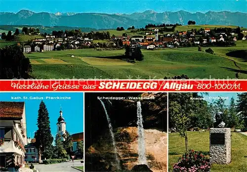 Scheidegg_Allgaeu Panorama Kath St Gallus Kirche Scheidegger Wasserfaelle Kneipp Denkmal Scheidegg Allgaeu