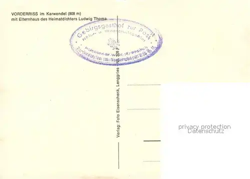 Vorderriss mit Karwendel und Elternhaus des Heimatdichters Ludwig Thoma Vorderriss