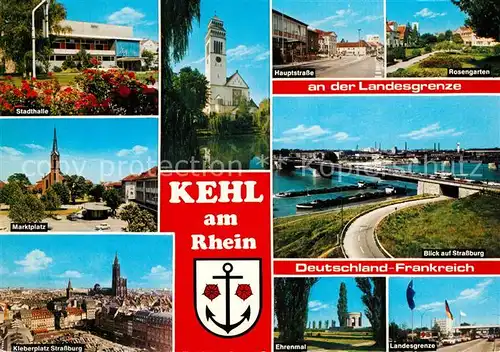 Kehl_Rhein Stadthalle Kirche Hauptstrasse Marktplatz Strassburg Kleberplatz Ehrenmal Landesgrenze Kehl_Rhein