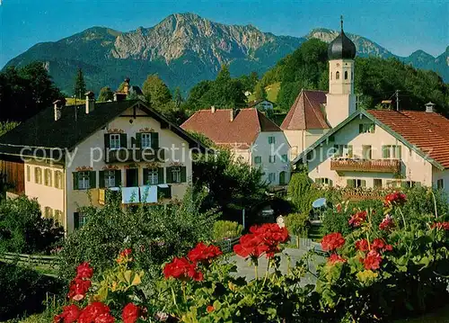 Kochel_See mit Kirche und Herzogstand Kochel_See