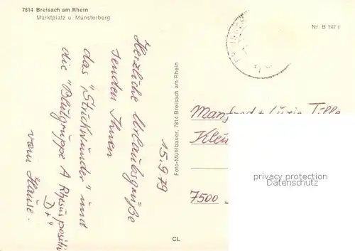 AK / Ansichtskarte Breisach_Rhein Marktplatz und Muensterberg Breisach Rhein