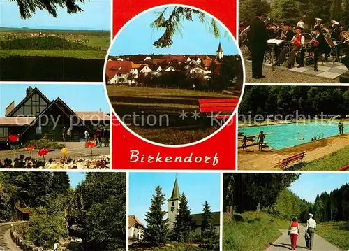 AK / Ansichtskarte Birkendorf panorama Musikkapell Schwimmbad Kirche Wanderer Birkendorf