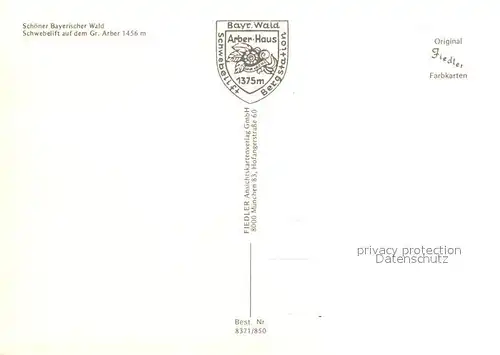 AK / Ansichtskarte Arber Schwebelift auf dem Gr Arber Arber