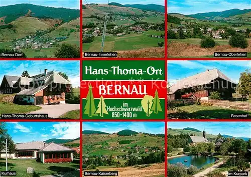AK / Ansichtskarte Bernau_Schwarzwald Bernau Dorf Innerlehen Oberlehen Hans Thoma Geburtshaus Resenhof Kurhaus Kaiserberg Im Kurpark Bernau Schwarzwald