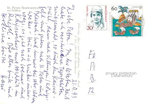 AK / Ansichtskarte St_Peter_Schwarzwald mit Kirche und Feldberg St_Peter_Schwarzwald