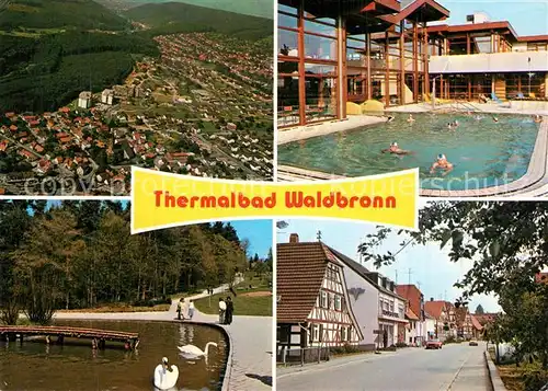 AK / Ansichtskarte Waldbronn_Albtal Fliegeraufnahme Thermalbad Aussenbecken Strassenpartie Waldbronn Albtal