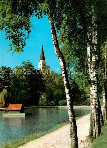 AK / Ansichtskarte Ehingen_Donau Schwanenteich Kirche Ehingen Donau