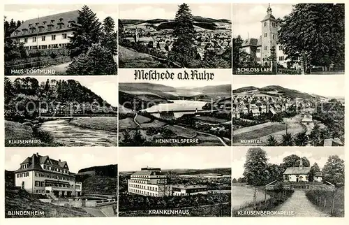 AK / Ansichtskarte Meschede Haus Dortmund Klausenberg Schloss Laer Krankenhaus Kapelle Meschede