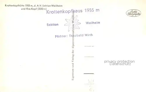 AK / Ansichtskarte Kruen Krottenkopfhuette Risskopf Kruen