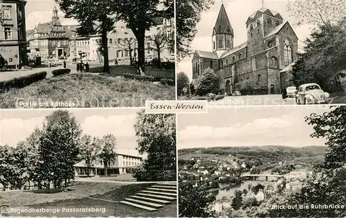 AK / Ansichtskarte Werden_Ruhr Rathaus Abteikirche Jugendherberge Pastoralsberg Ruhrbruecke Werden Ruhr