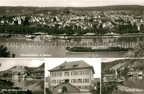 AK / Ansichtskarte Hassmersheim Rathaus Burg Hornberg Panorama Hassmersheim