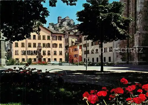AK / Ansichtskarte Sion_VS Place de la cathedrale et chateau de Valere Sion_VS