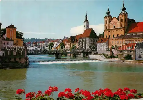 AK / Ansichtskarte Steyr_Enns_Oberoesterreich Blick von Minichmayr Terrasse zur Michaelskirche Steyr_Enns