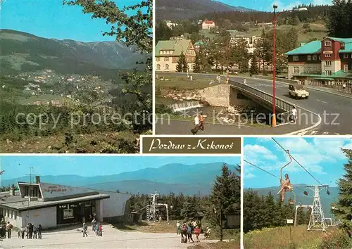 AK / Ansichtskarte Spindleruv_Mlyn_Spindlermuehle Panorama Ortsmotiv Bergstation Sessellift Bergrestaurant Riesengebirge Spindleruv_Mlyn
