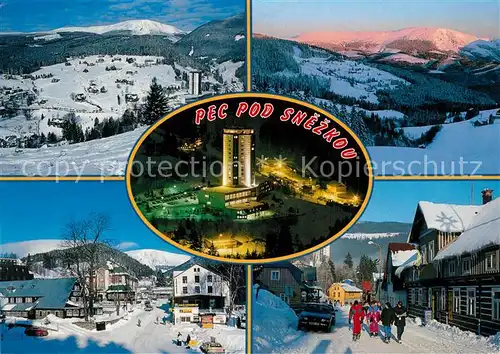 AK / Ansichtskarte Pec_pod_Snezkou Winterpanorama Skigebiet Riesengebirge Ortszentrum Hotel Pec_pod_Snezkou