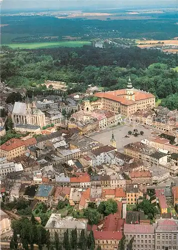 AK / Ansichtskarte Kromeriz Celkovy pohled na stred mesta Stadtzentrum Fliegeraufnahme Kromeriz