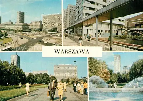 AK / Ansichtskarte Warszawa Centrum Kaufhaeuser Passage Defilad Platz Hochhaeuser Brunnen Kulturpalast Warszawa