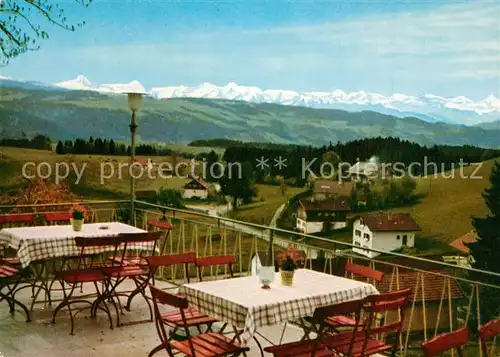 AK / Ansichtskarte Scheidegg_Allgaeu Terrassencafe Fuenflaenderblick Scheidegg Allgaeu