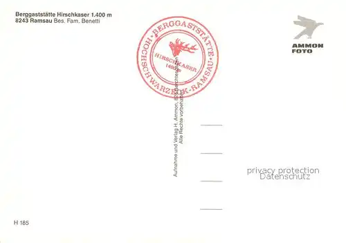 AK / Ansichtskarte Ramsau_Berchtesgaden Panorama Berggaststaette Hirschkaser Gastraeume Terrasse Ramsau Berchtesgaden