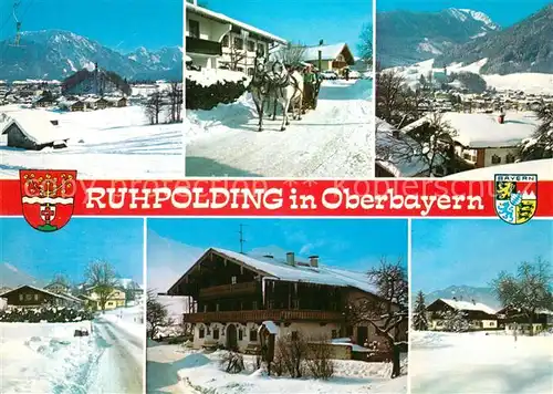 AK / Ansichtskarte Ruhpolding Panorama Pferdekutsche Teilansichten Ruhpolding