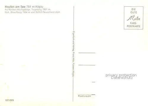 AK / Ansichtskarte Hopfen_See mit Kenzen Hochgebirge Tegelberg Hoh Straussberg und Schloss Neuschwanstein Hopfen_See