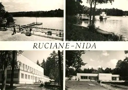 AK / Ansichtskarte Ruciane Nida Kapielisko osrodka wczasowego PKP Dom wypoczynkowy FWP Restauracja Kormoran Ruciane Nida