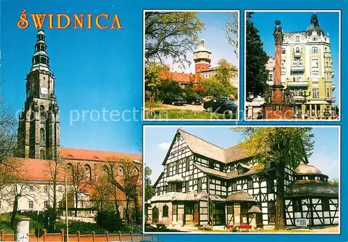 AK / Ansichtskarte Swidnica Katedra ss Stanislawa i Waclawa z l polowy Rynku ewangelicki Kosciol Pokoju  Swidnica