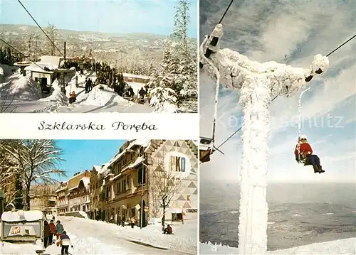 AK / Ansichtskarte Szklarska_Poreba Wyciac krzeselkowy na Szrenice slacja przesiadkowa Ulica Jednosci Narodu Szklarska_Poreba